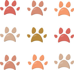 Animal footprint, cat paw, dog paw, footprints vector set