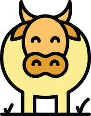 Dairy cow icon outline vector. Cattle farm. Animal bull color flat