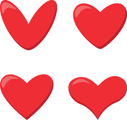 Set of hearts, red heart on a white background