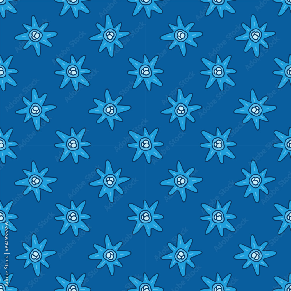 Sticker Virus vector concept blue modern seamless pattern