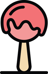 Chocolate cake pop icon outline vector. Candy art. Heart star color flat