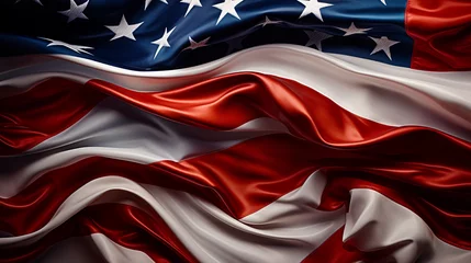 Foto auf Alu-Dibond Closeup of the American Flag's Vibrant Cloth Hues © Linus
