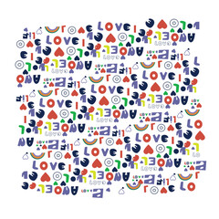 ): love heart all over print vector art