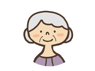 かわいい敬老の日のおばあちゃん／手描きイラスト素材