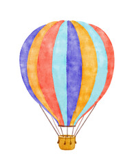 Fototapeta premium Hot air balloon. Watercolor illustration isolated on white.