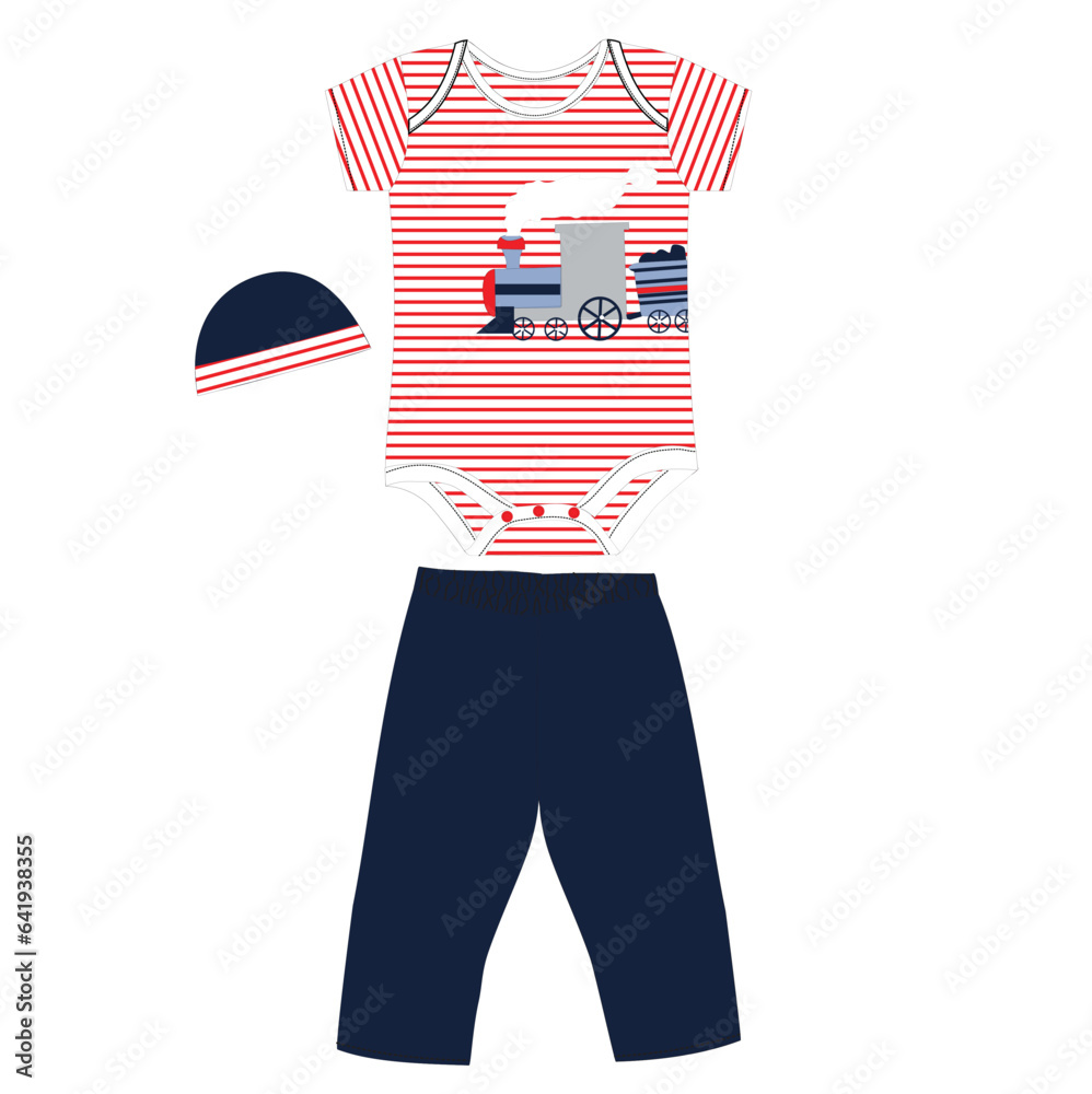 Sticker tittle train body suit print vector