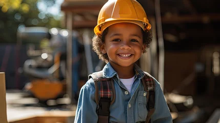 Poster Kid with construction worker cap © JN