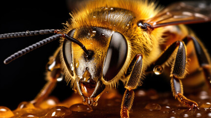 Honey bee up close