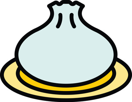 recommend clip art: Dumpling baozi icon outline vector. Bun food. Bao dimsum color flat