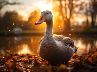Goose in its Natural Habitat, Wildlife Photography, Generative AI