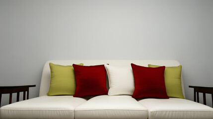 Pillows on the sofa settee in the restroom. AI generated.