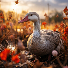 Goose in its Natural Habitat, Wildlife Photography, Generative AI