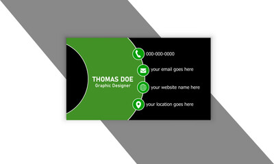 Minimal & Simple Green single Corporate business card. one sided card template.