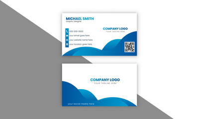 Futuristic Modern Business card design. Modern shape with abstract Design. Luxury blue gradient . Creative organic vector illustration.