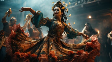 Ethnic traditional cultural woman dance