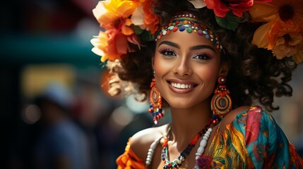 Ethnic cultural woman smile