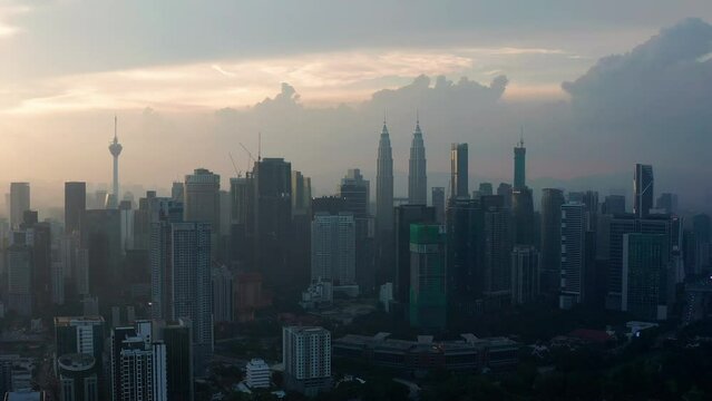 Kuala Lumpur city skyline aerial view, Malaysia