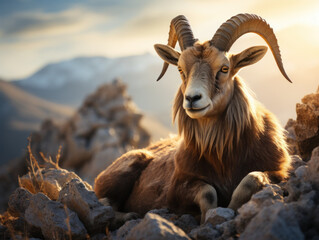 Obraz premium Ibex in its Natural Habitat, Wildlife Photography, Generative AI