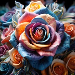 Vibrant 3D Rose in Full Bloom, A Captivating Floral Spectacle