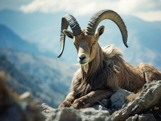 Obraz premium Ibex in its Natural Habitat, Wildlife Photography, Generative AI