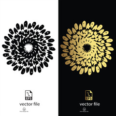 golden & black mandala design vector