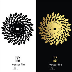 golden & black mandala design vector
