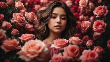 Naklejka premium woman with flowers