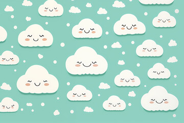 Fototapeta premium cute clouds seamless pattern background