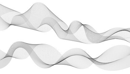 Abstract wave element for design. Digital frequency track equalizer. Stylized line art background. Vector illustration. Wave with lines created using blend tool. Curved wavy line, smooth stripe.