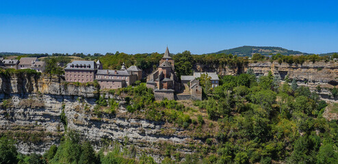 Obraz premium France, Aveyron, Bozouls, the Trou de Bouzouls, Sainte-Fauste church, High quality photo