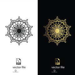 golden & black mandala design vector