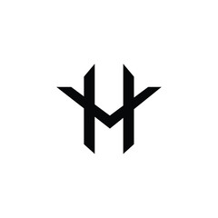 h logo design initial letter black and white