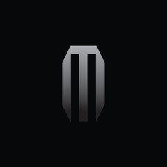 m logo design initial letter grey