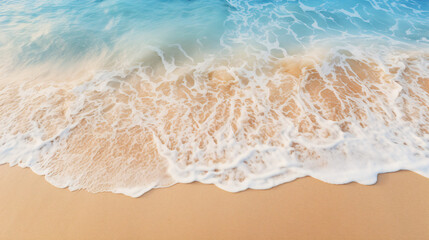 Fototapeta na wymiar Close up soft wave lapped the sandy beach