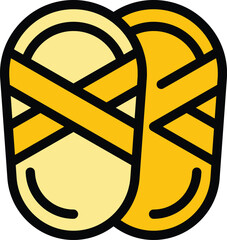 Spa slippers icon outline vector. Towel cloth. Fabric textile color flat