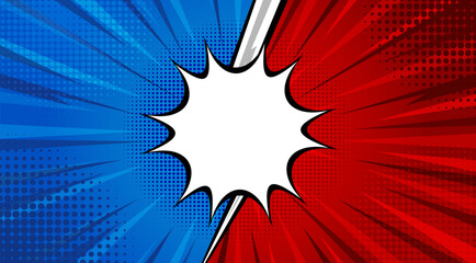 Cartoon comic background. Fight versus. Comics book colorful competition poster with halftone elements. Retro Pop Art style. Vector illustration. © DennyDesign