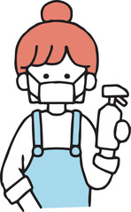 掃除をする女性