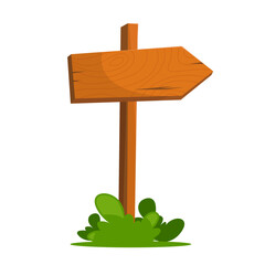 wooden signpost  flat vector illustration clipart isolated on white background