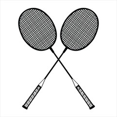 badminton racket in artline black and white for illustration