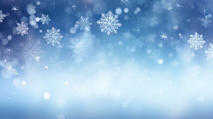 Fototapeta na wymiar white and blue christmas background with snowflakes