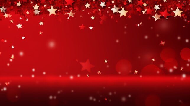 christmas background in red with golden stars