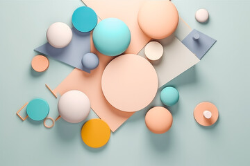 3D elements background pastel colors. Abstract background of 3D objects in pastel colors.