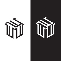 w logo design box geometric shape minimalist