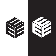 e logo design box geometric shape minimalist