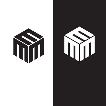 m logo design box geometric shape minimalist