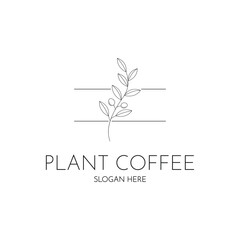 Plant coffee logo design line style