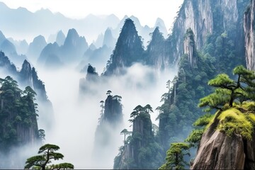 europa heaven UNESCO fairy landscape asian Site fog Yellow World consecrate Heritage China Landscape background Huangshan Mount beautiful Anhui fairyland Located fa Mountains Huangshan china tale