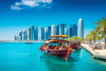 Papier Peint photo Skyline Doha travel destination. Tour tourism exploring.