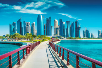 Naklejka premium Doha travel destination. Tour tourism exploring.