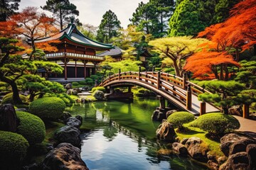 Fototapeta premium Japan gardens travel destination. Tour tourism exploring.